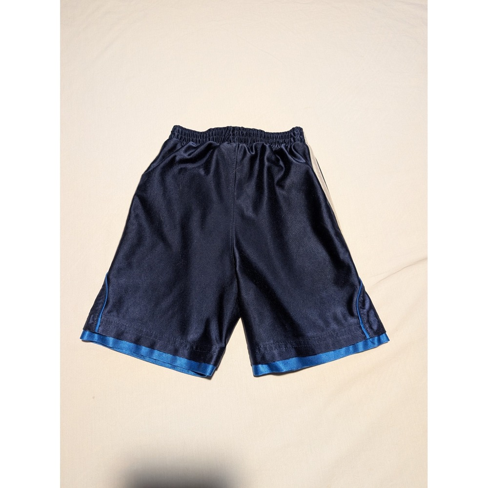 Adidas Navy Blue 3-Stripe Athletic Shorts Toddler Boys Size 3T Gold Logo - Picture 2 of 3